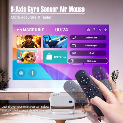 Magcubic L018 650ANSI 1080P Native Projector, 360° Rotation, Auto Focus & 6D Keystone, Android 14 WiFi6 BT5.4 8K Decoding Portable Beauty World Shop