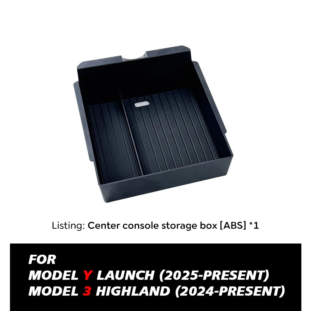 For Tesla Model Y Juniper 2025 Launch Center Console Eyeglasses Storage Box Armrest Box Upper&Lower Silicone Pad Beauty World Shop