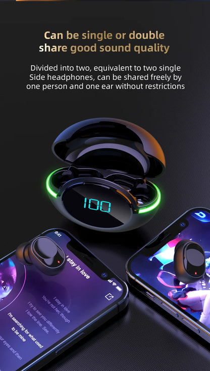 #Y80 New Bluetooth Earphones Tws Wireless Sports Running Waterproof Noise Reduction Gaming Esports Mobile Digital Display Beauty World Shop
