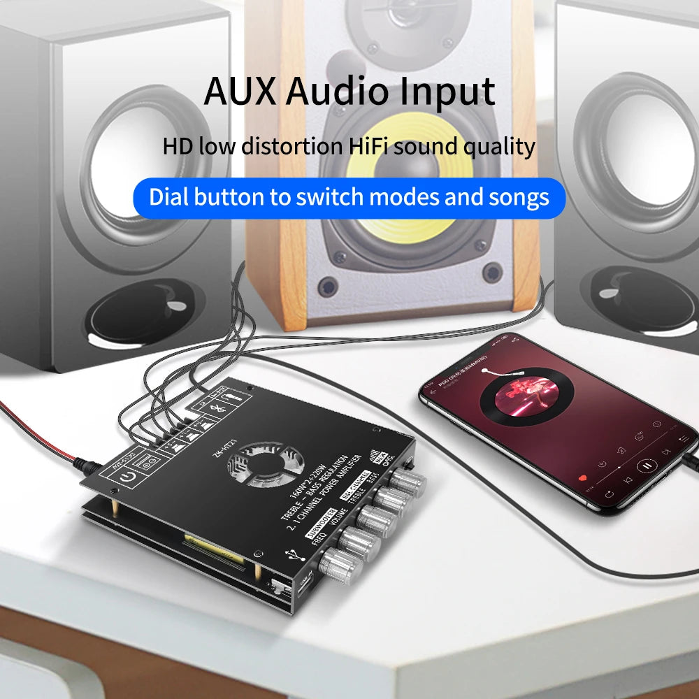 Bluetooth Digital Power Amplifier Board Module TDA7498E160W+160W+220W  High and Low Tone Subwoofer Amplifier AUX/USB ZK-HT21 Beauty World Shop