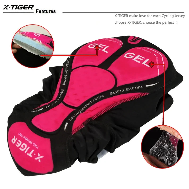 X-TIGER Women Cycling Shorts 5D Gel Padded Shockproof MTB Mountian Bicycle Shorts Road Racing Bike Shorts Summer Outfit Clothing Beauty World Shop