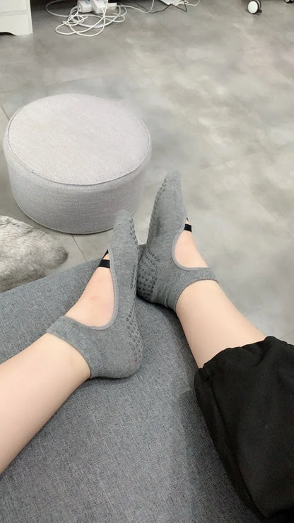 2 Pairs Cotton Breathable Sweat-absorbent Yoga Socks Silicone Anti-slip Floor Socks Women Pilates Ballet Fitness Sports Sock Set Beauty World Shop
