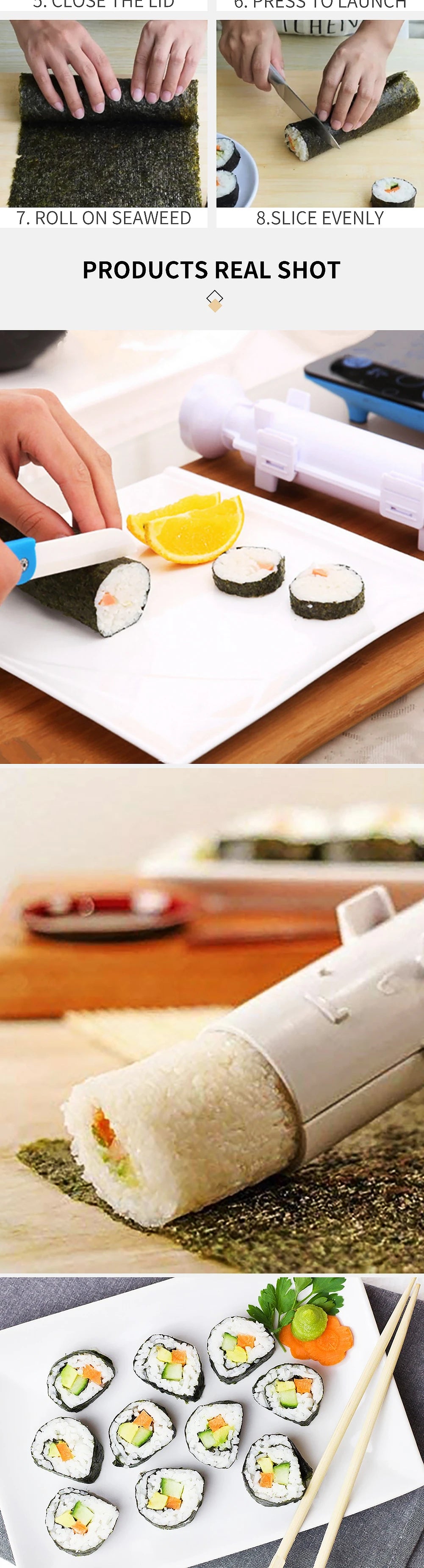 Sushi Tools Quick Make Japanese Roller Rice Vegetable Meat Roll Sushi DIY Sushi Making Machine Kitchen Supplies Beauty World Shop
