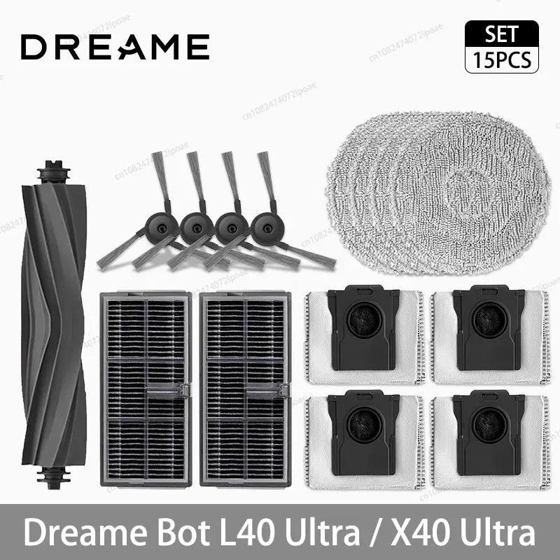 Dreame L40 Ultra / X40 Ultra Vacuum Cleaner Replacement Accessories Main Side Brush HEPA Filter Mop Cloths Dust Bag Spare Parts Beauty World Shop
