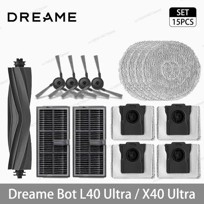 Dreame L40 Ultra / X40 Ultra Vacuum Cleaner Replacement Accessories Main Side Brush HEPA Filter Mop Cloths Dust Bag Spare Parts Beauty World Shop