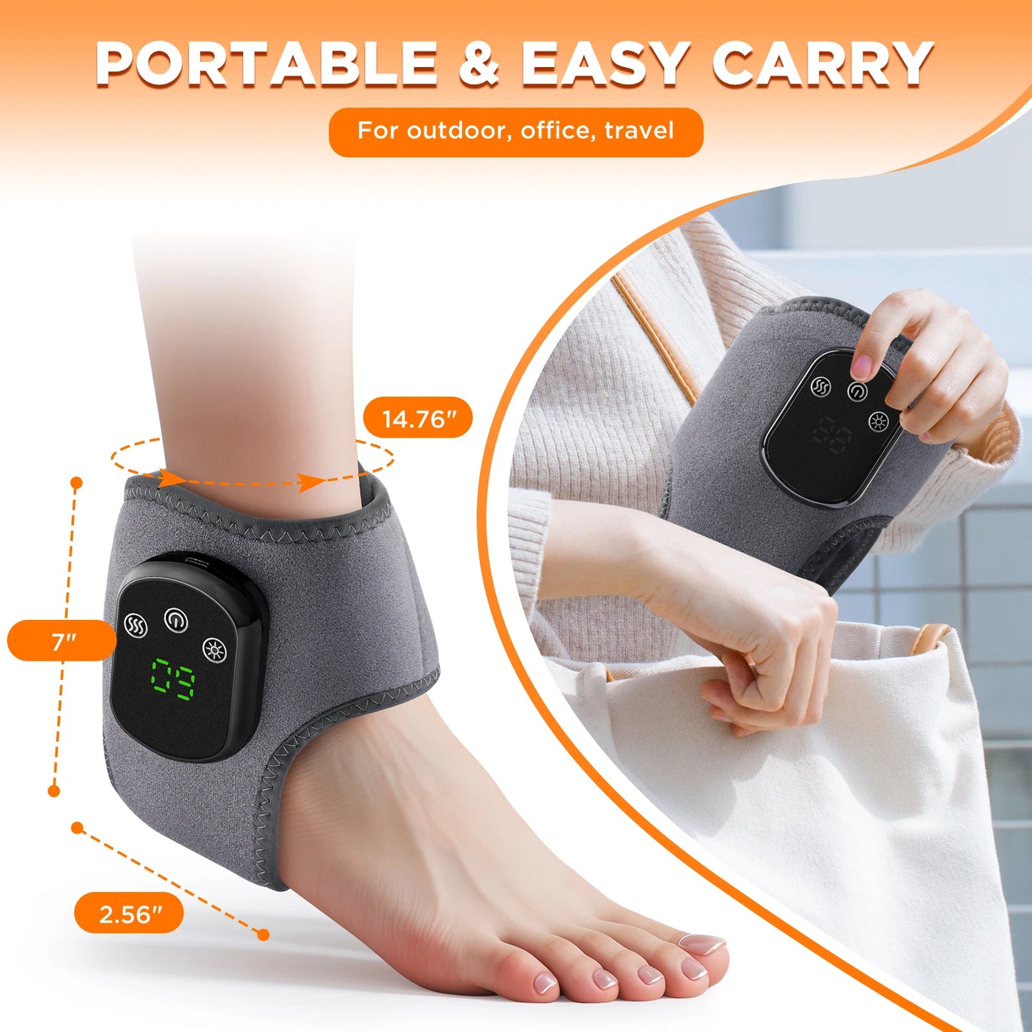 Cordless Heating Ankle Wrist Brace Vibration Massager Electric Hot Compress Massage Ankle Guard Wristband Hand Foot Protector Beauty World Shop