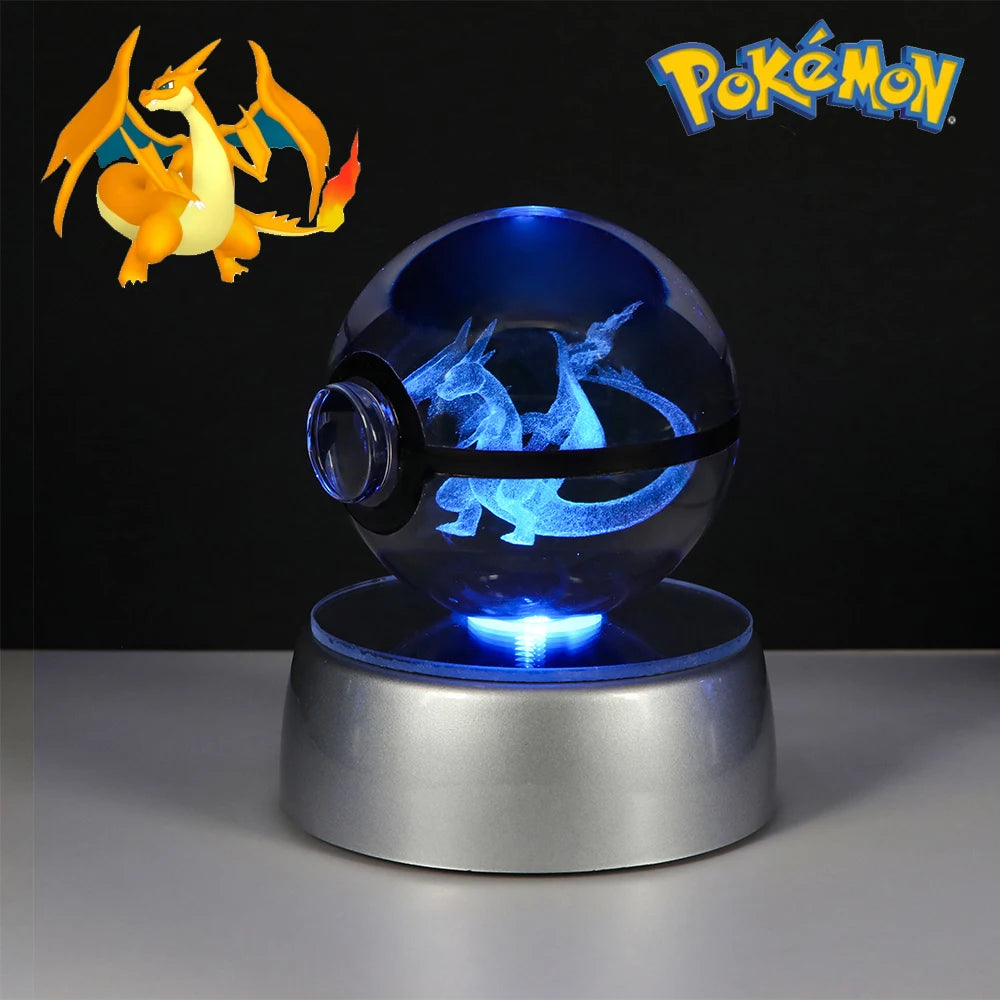 Pokemon Crystal Ball Pikachu Gengar Eevee Mewtwo Lacario Anime Game Pokeball Led Night Light Base Kids Birthday Gift Home Decor Beauty World Shop