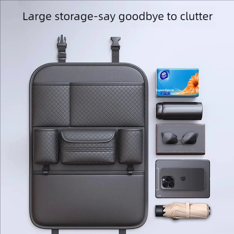 Multi-functional Car Seat Back Organizer High-Capacity Multi-Pocket Backseat Storage Bag Wear-Resistant Anti Kick Mat Beauty World Shop