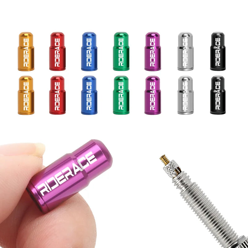 RIDERACE Bicycle Tire Valve Cap Aluminum Alloy CNC MTB Road Bike Tube Tyre Gas Nozzle Cover for FV Presta Valve Dustproof Beauty World Shop