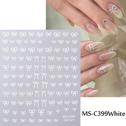 1/2pcs Black White Pink Mini Bowknot Design Nail Art Sticker Self Adhesive Lace Ribbons Bow Butterfly Decals Nail Art Decoration Beauty World Shop