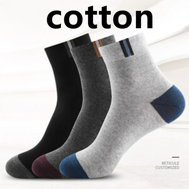 Men's Mid-Calf Cotton Socks 10/5/3 Pairs | Soft Breathable All-Season Crew Socks Solid Color for Daily Work, Sports &Casual Wear Beauty World Shop
