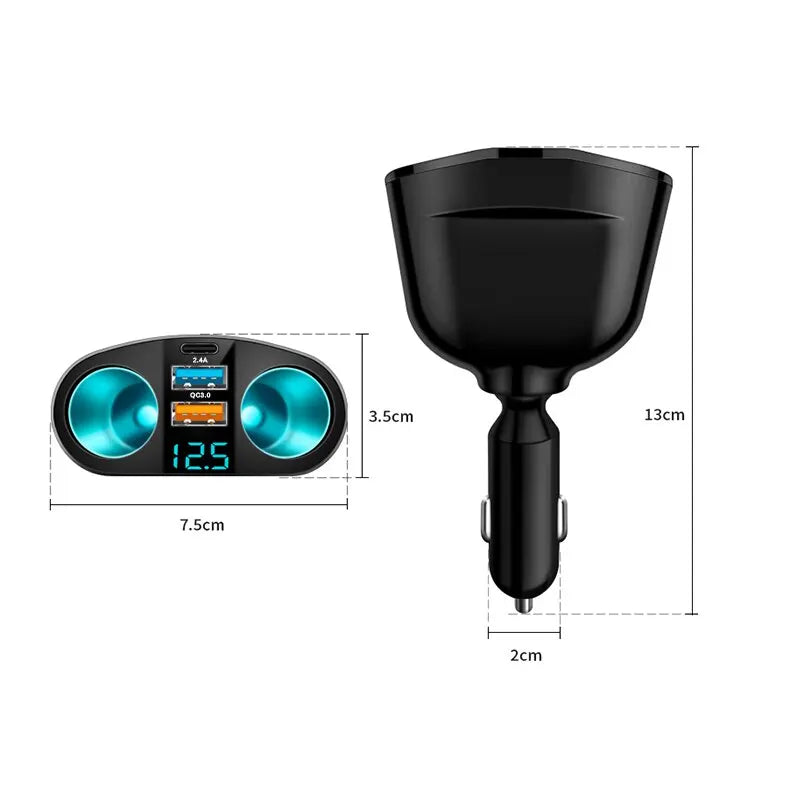 Multiple Devices Can Be Charged at the Same Time with Digital Display Car Charg Dual-port Car Charger Adapter Beauty World Shop