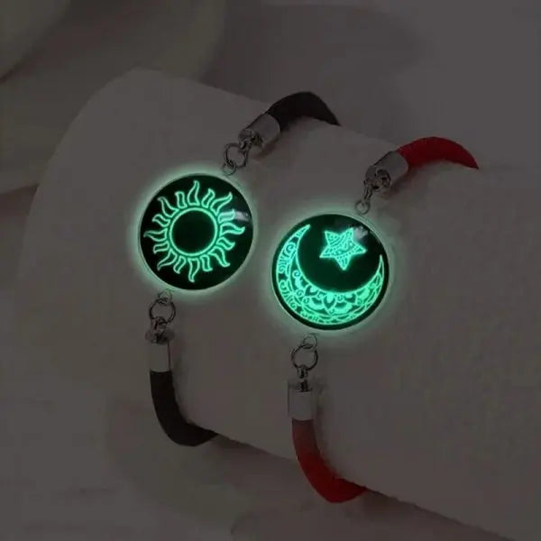 Romantic Luminous Sun Moon Couple Bracelets for Women Men Handmade Braided Rope Matching Bracelet Valentine's Day Jewelry Gifts Beauty World Shop