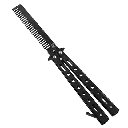 Foldable Comb Stainless Steel Practice Training Butterfly Knife Comb Beard Moustache Brushe Salon Hairdressing Hair Styling Tool Beauty World Shop