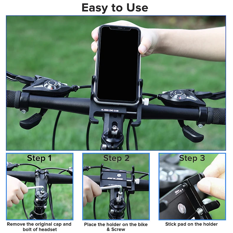 GUB Aluminum Bicycle Phone Holder Metal Bike Cell Mobile iPhone Stand for Motorcycle Scooter Handlebar Bike Headsets Stem Mount Beauty World Shop