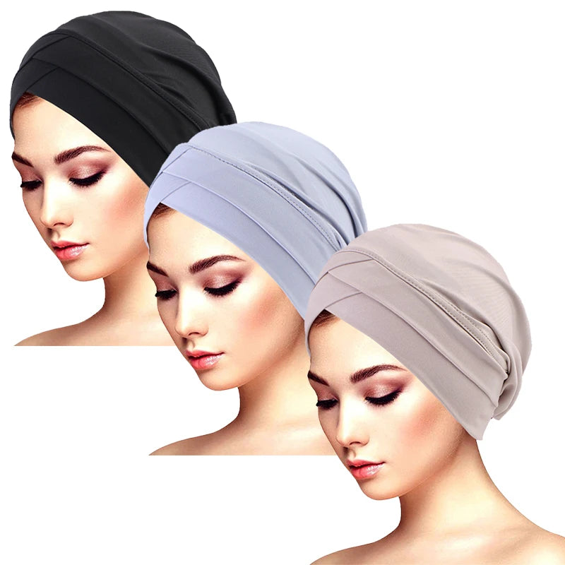 New Women cross muslim hijab inner hat Islamic UnderScarf Arab Wrap Chemo Bandana Muslim Scarf Hijab Bonnet Cap Indian Hat Beauty World Shop