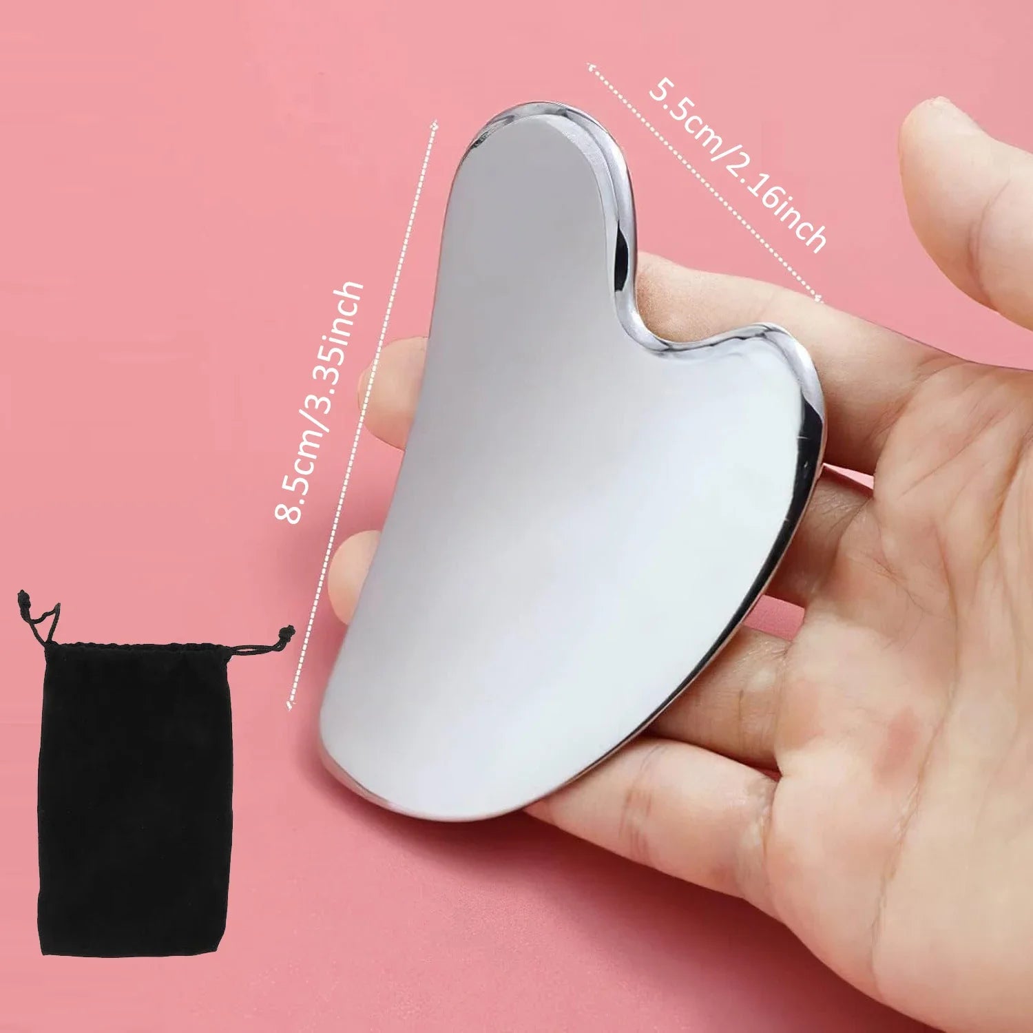 1pc Gua Sha Board Beauty Skin Care Facial Tool Stainless Steel GuaSha Massage Tool Natural Universal Facial Silver Metal Beauty World Shop