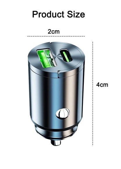 200W mini car charger fast charging for iPhone QC3.0 mini PD USB Type C car mobile phone charger for Xiaomi Samsung Huawei Beauty World Shop