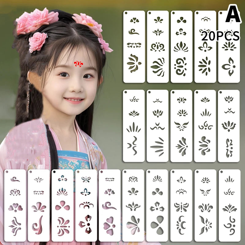 Makeup Template Women Kids DIY Supplies Hollow Flowers Temporary Tattoo Stencil For Drawing Molds Face 15*4.5cm Beauty World Shop