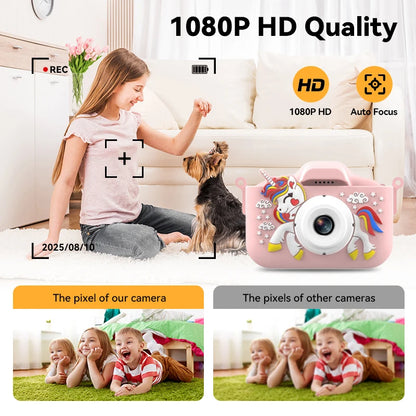 Christmas Children Camera HD 1080P Toddler Digital Video Camera 2.0inch Kids Camera with Silicone Cases Toys for Christmas Gifts Beauty Fashion