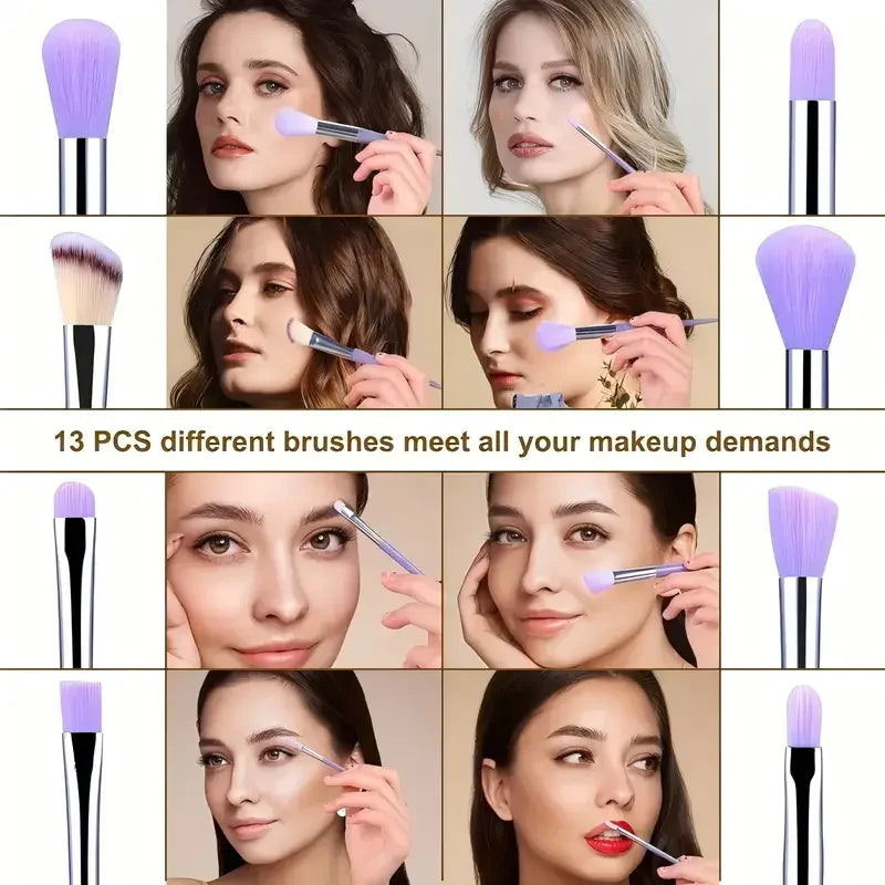 Professiona 13PCS Makeup Brushes Set Foundation Eyeshadow Blush Powder Blending Soft Fluffy Cosmetic Full Set Female Makeup Tool Beauty World Shop