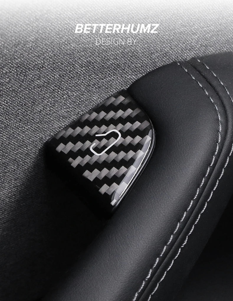 For Tesla Model Y 2019-2025 Juniper Model 3 Highland 2024 Carbon Fiber Car Interior Door Switch Button Trim Stickers Accessories Beauty World Shop