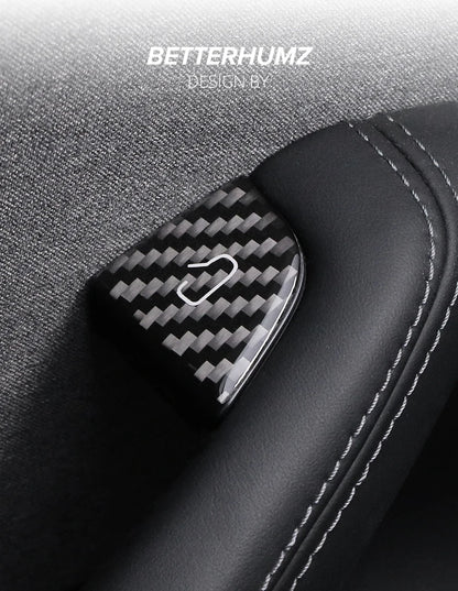 For Tesla Model Y 2019-2025 Juniper Model 3 Highland 2024 Carbon Fiber Car Interior Door Switch Button Trim Stickers Accessories Beauty World Shop