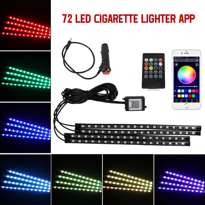 Neon 36 48 72 LED Car Interior Ambient Foot Light Wireless Remote Music APP Control Auto RGB Atmosphere Decorative Lamp Beauty World Shop