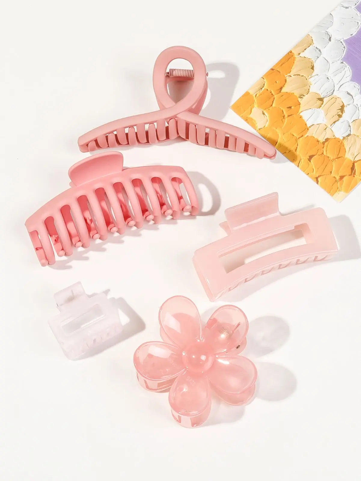 5 Pcs Mixed Colors And Shapes Big Hair Claw Clips for Women Girls Thin Thick Curly Hair, Strong Hold Jaw Clips. Beauty World Shop