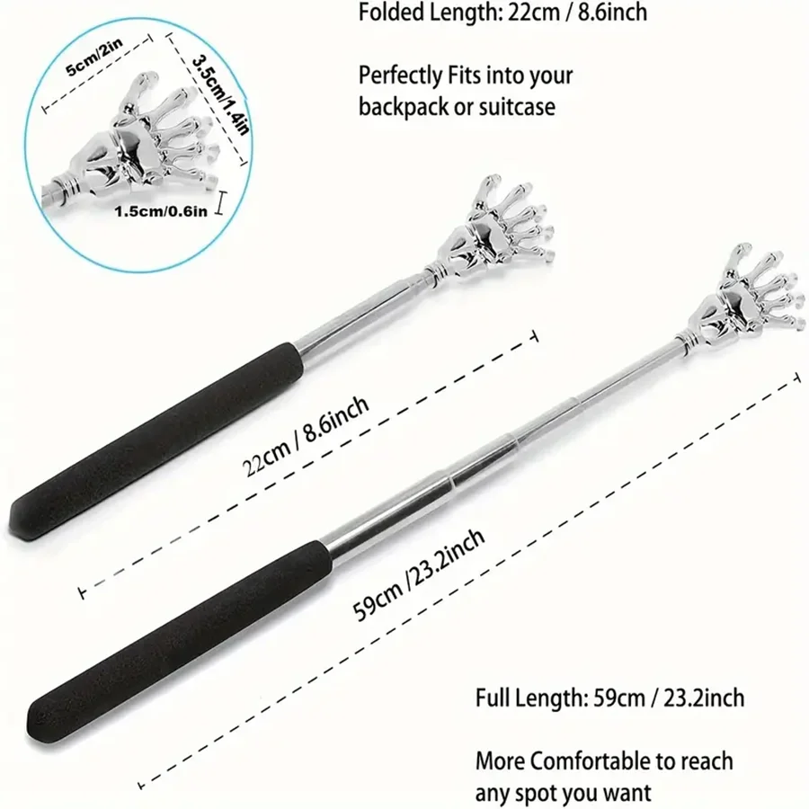 silvery Telescopic Back Scratcher,  Portable Extendable Stainless Steel  Scratchers for Men Women ，Mothers Gifts，Gifts For Men，G Beauty World Shop