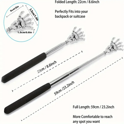 silvery Telescopic Back Scratcher,  Portable Extendable Stainless Steel  Scratchers for Men Women ，Mothers Gifts，Gifts For Men，G Beauty World Shop