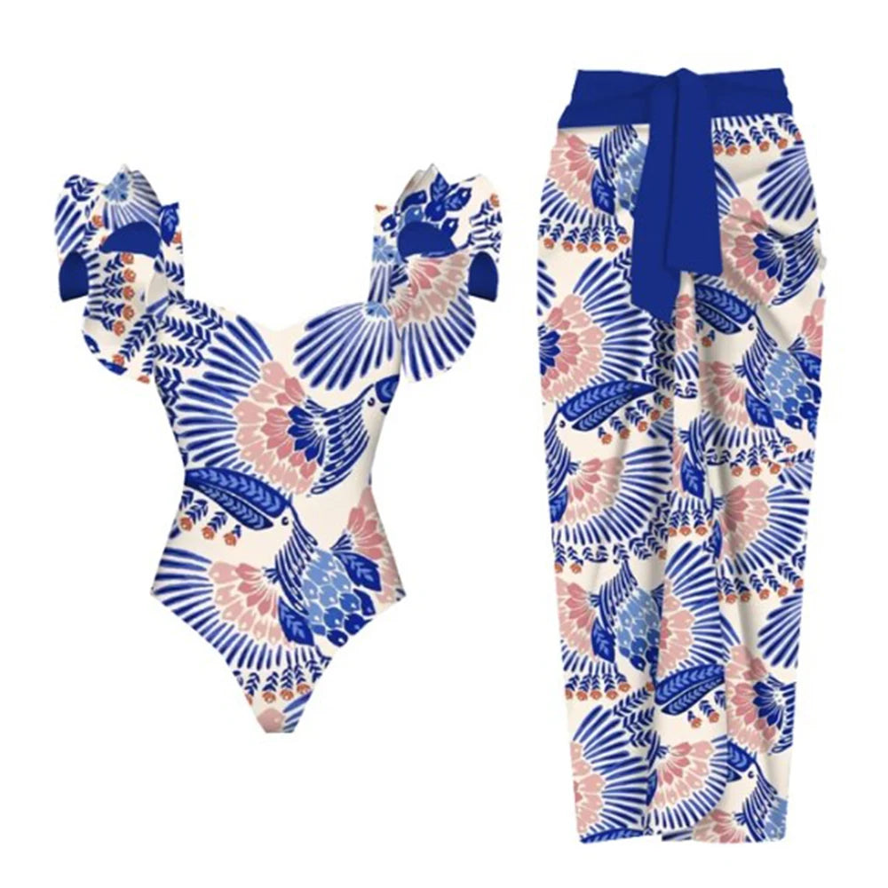 2026 New Sexy Ruffle Bikini Set Printed Brazilian Biquini Women Swimwear Skirt Bathing Suit Girls Summer Beachwear Dress Beauty World Shop