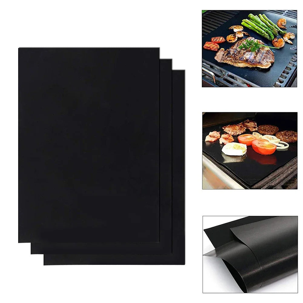 1-6Pcs BBQ Grill Mat Non-stick Mat Heat Resistant Grill Mat Outdoor Baking Reusable Barbecue Party Mat 40x50cm 33x40cm Beauty World Shop
