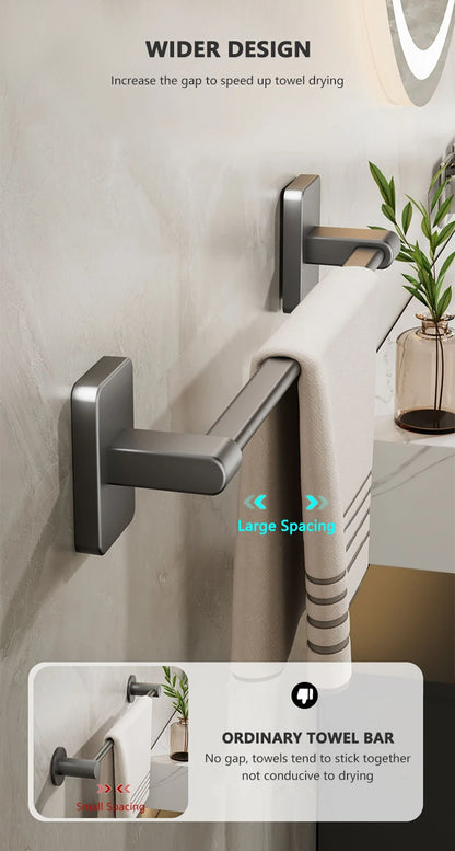 Non perforated suction cup wall mounted towel rack, bathroom storage rack, bathroom horizontal bar towel rack Beauty World Shop