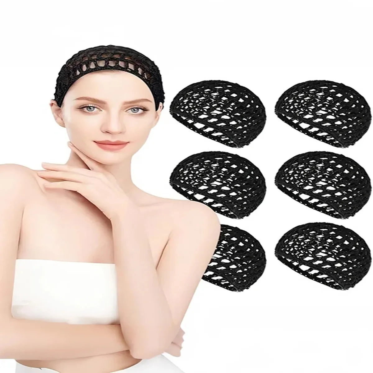 2/6 pcs Comfortable Handmade Crochet Hair Net Hat, Braided Hat, Breathable Mesh Sleeping Cap, Unisex Elastic Hair Net Beauty World Shop