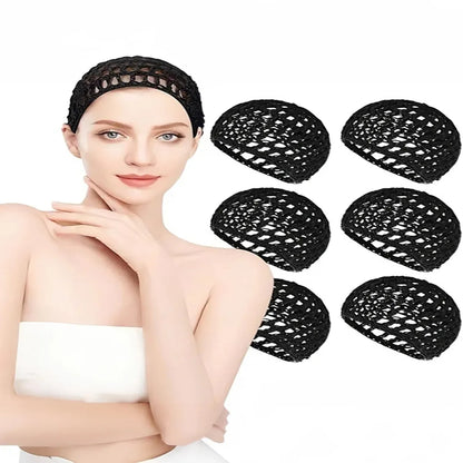 2/6 pcs Comfortable Handmade Crochet Hair Net Hat, Braided Hat, Breathable Mesh Sleeping Cap, Unisex Elastic Hair Net Beauty World Shop