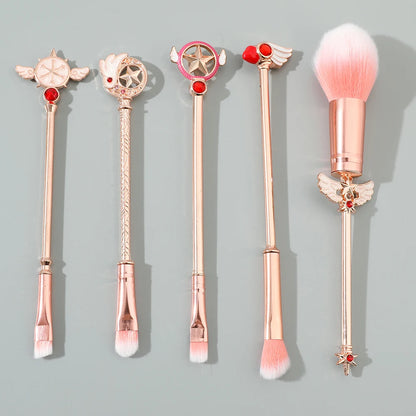 5pcs Metal Handle Soft Fluffy Makeup Brush Set Anime Card Captor Sakura Cosmetics Powder Brush Pink Eyeshadow Eyebrow Brush Beauty World Shop