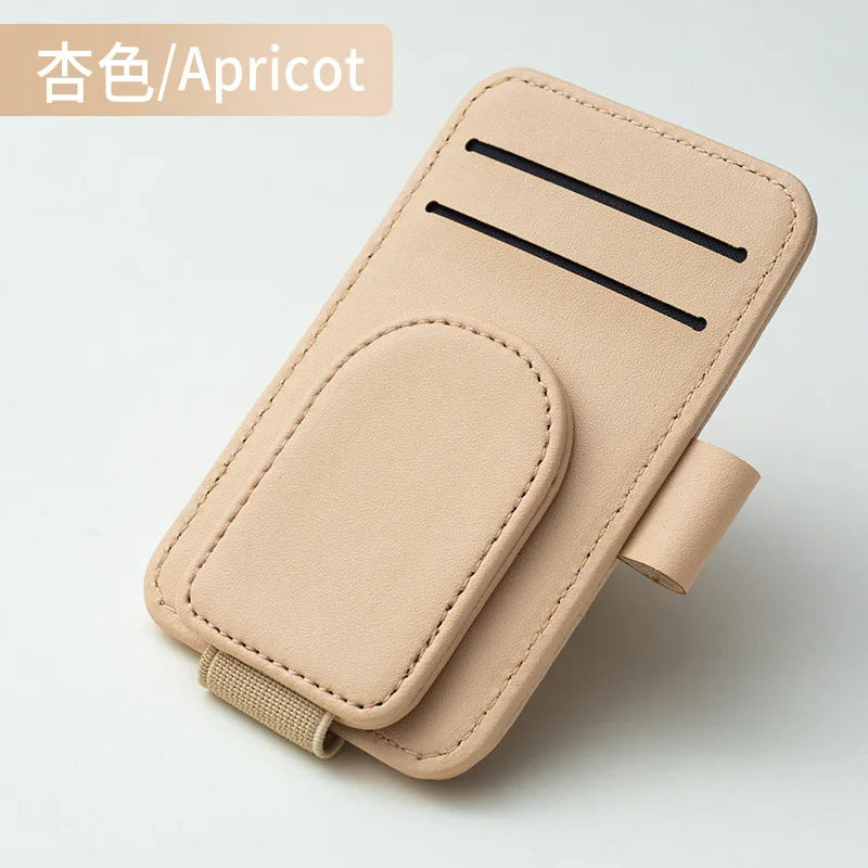 Multifunctional Pu Leather Car Sun Visor Glasses Holder Creative Sunshade Sunglasses Storage Case Magnetic Clip Pen Card Holder Beauty World Shop