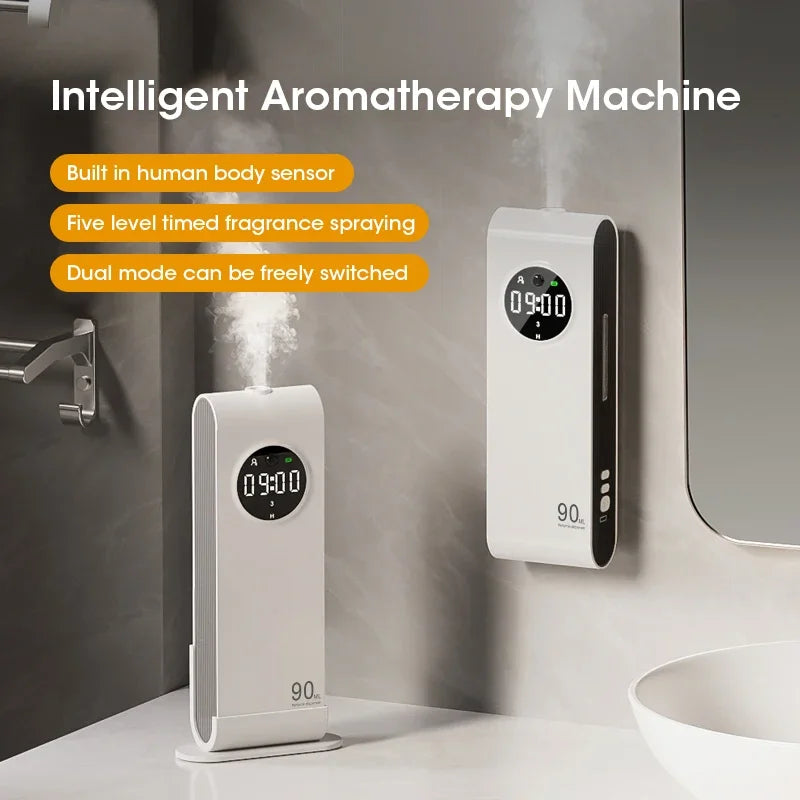 Automatic Sensor Aromatherapy Machine Wall-Mounted Fragrance Usb Rechargeable Deodorant Home Fragrance With Clock Function Beauty World Shop