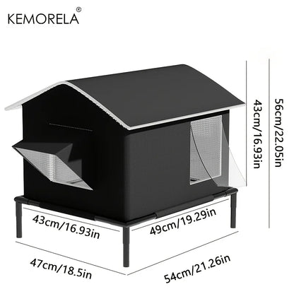 KEMORELA Elevated Pet House-Bed with Cooling Pads, Moisture-Proof Design for Indoor/Outdoor Use, Fits Small/Medium Pets