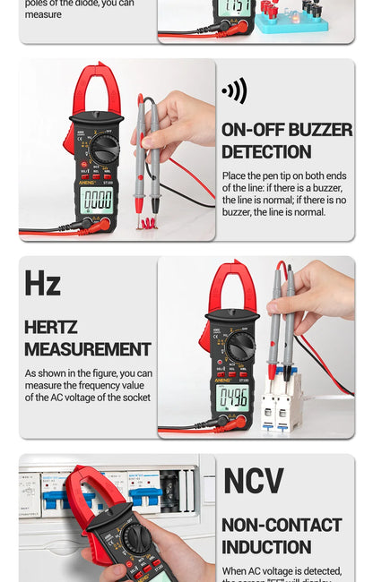 ANENG ST180 AC Current Clamp Meter  Digital 4000 Counts Multimeter Ammeter Voltage Tester Car Amp Hz Capacitance NCV Ohm Tool Beauty World Shop