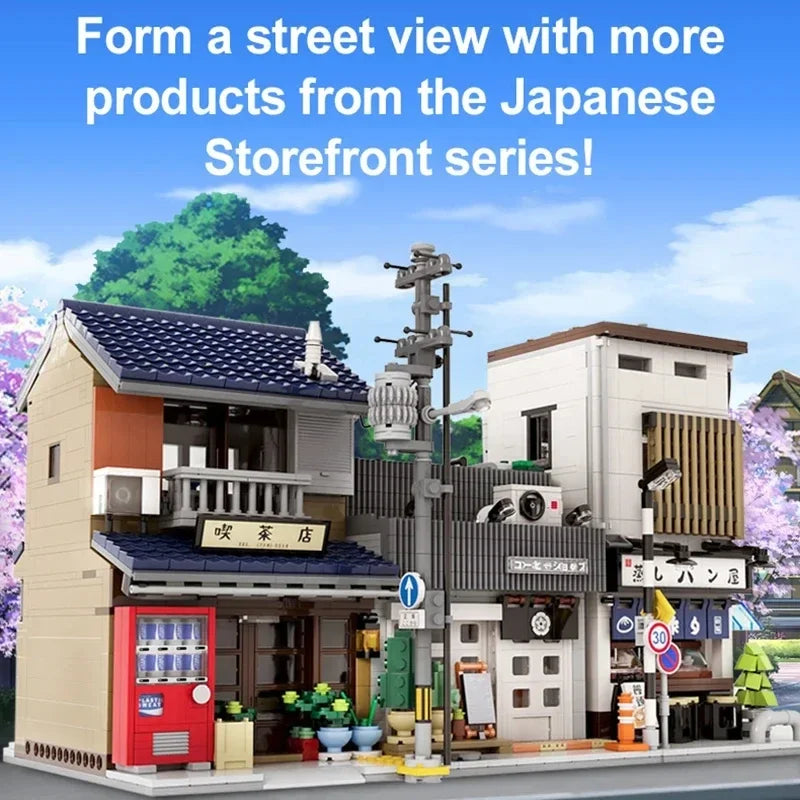Japanese Street View Building Blocks Tea House Bun House Cafe Store Architecture Model Bricks Kids DIY Toys Holiday Gifts Beauty World Shop