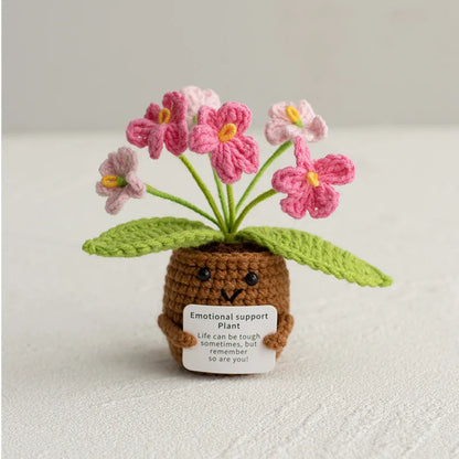 Crochet potted tabletop Words of encouragement forget-me-not crochet Pink convolia heart-warming ornament Gift Beauty World Shop