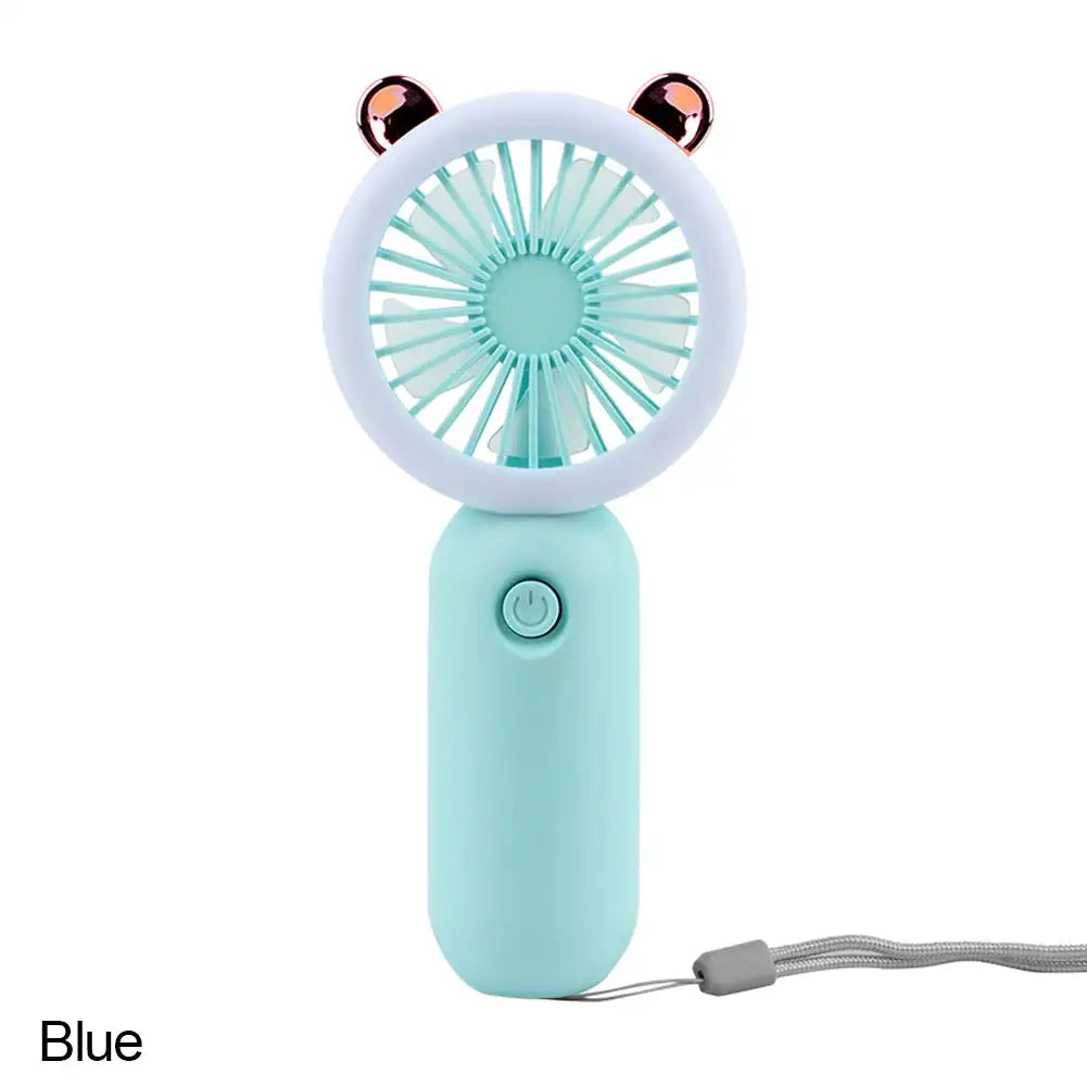 USB Handheld Mini Fan Foldable Portable Neck Hanging Fans 3 Speed USB Rechargeable Fan With LED Small Night Light Summer Gifts