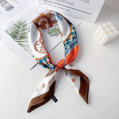 70x70cm Fashionable Korean Style Silk Square Scarf Satin Print Hairband Necktie Hair Accessory Headscarf Versatile Wrap Scarf Beauty World Shop