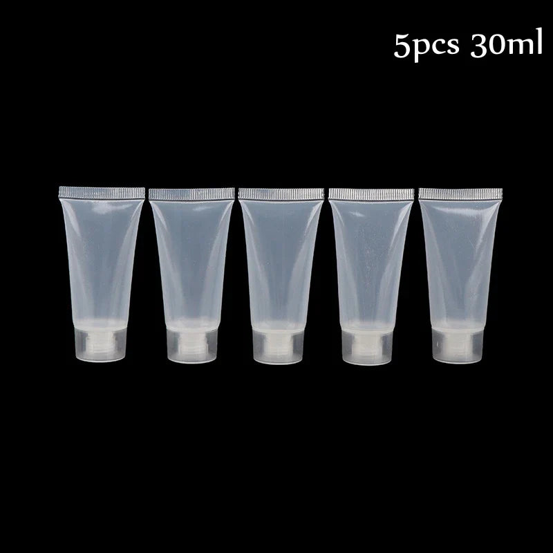 5pcs Squeeze Lotion Container Refillable Bottle Travel Pack Empty Matte Clear Tube Cosmetic Cream Lotion Shampoo Bath Beauty Trend Shop