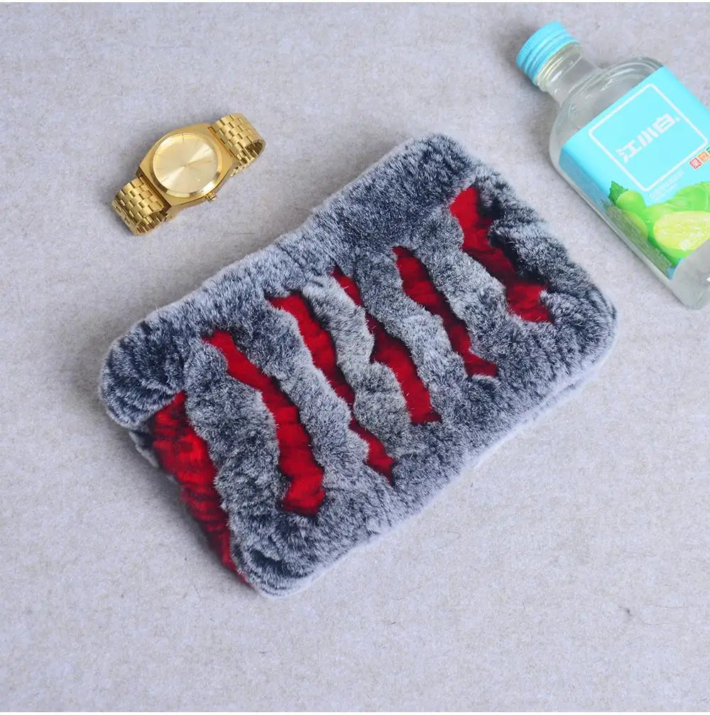 Women Handmade Stretch 100% Real Rabbit Fur Scarf Knit Genuine Rex Rabbit Fur Headbands Girls Natural Rabbit Fur Ring Scarves Beauty World Shop
