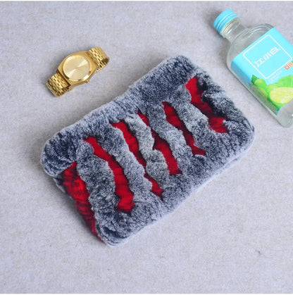 Women Handmade Stretch 100% Real Rabbit Fur Scarf Knit Genuine Rex Rabbit Fur Headbands Girls Natural Rabbit Fur Ring Scarves Beauty World Shop