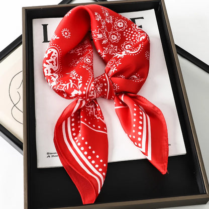 Luxury Brand Silk Square Paisley Scarf Women Satin Neck Hair Tie Band Soft Bandana Neckerchife 2025 Hijab Head Female Foulard Beauty World Shop