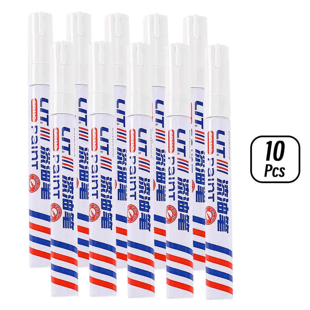 3mm 10p Colorful 8 Colors Permanent Paint Marker Waterproof White Markers tire tread rubber fabric Paint metal Paint Marker Pens Beauty World Shop